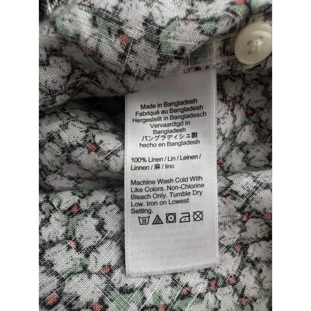 J.Crew Short Sleeve Linen Shirt in Heart Frog Black Ivory Men's Size Medium